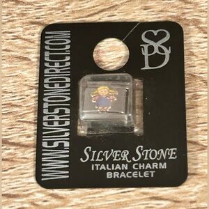 Silver Stone Little Girl Italian Bracelet Charm